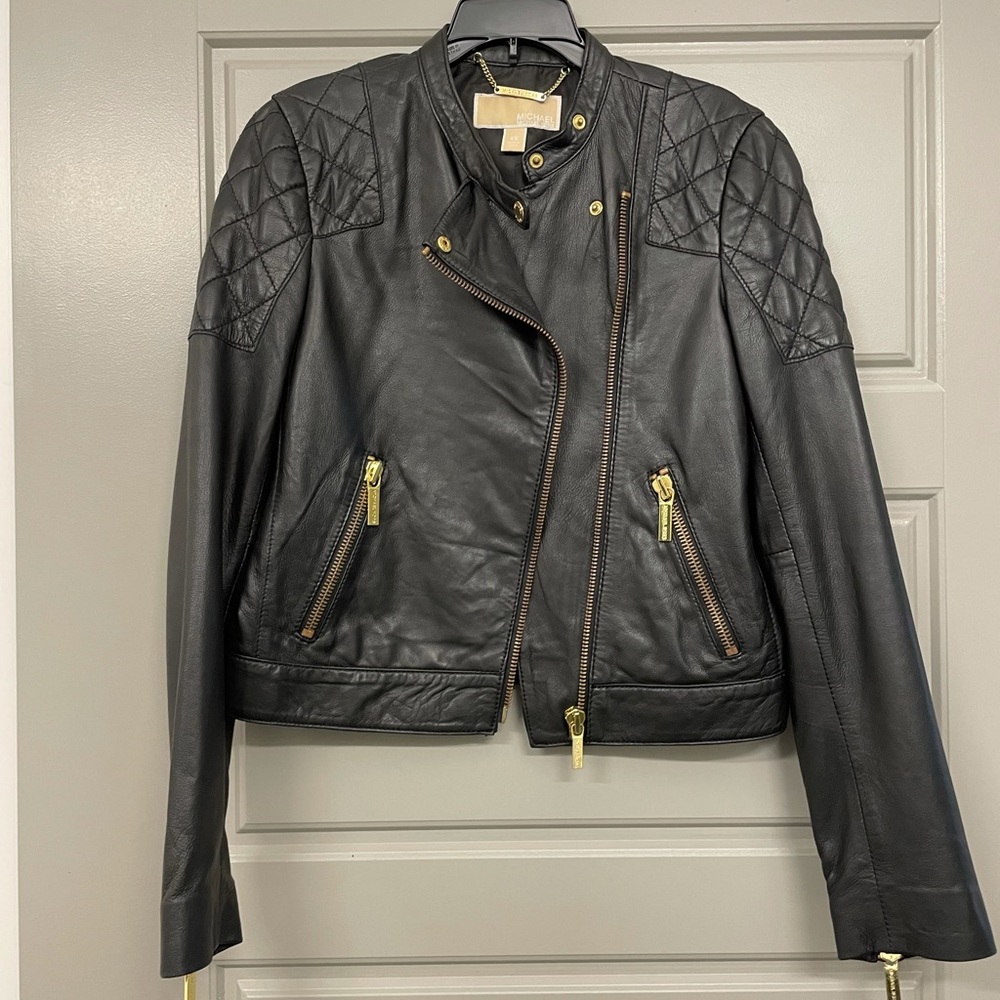 Michael Kors Black Quilted Leather Jacket